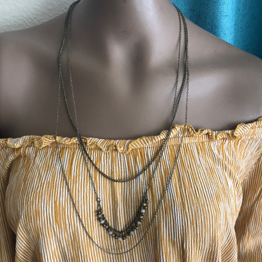 Paparazzi Accessories Multi-row Long Necklace  Bronze Chain Layering Delicate - Picture 3 of 5